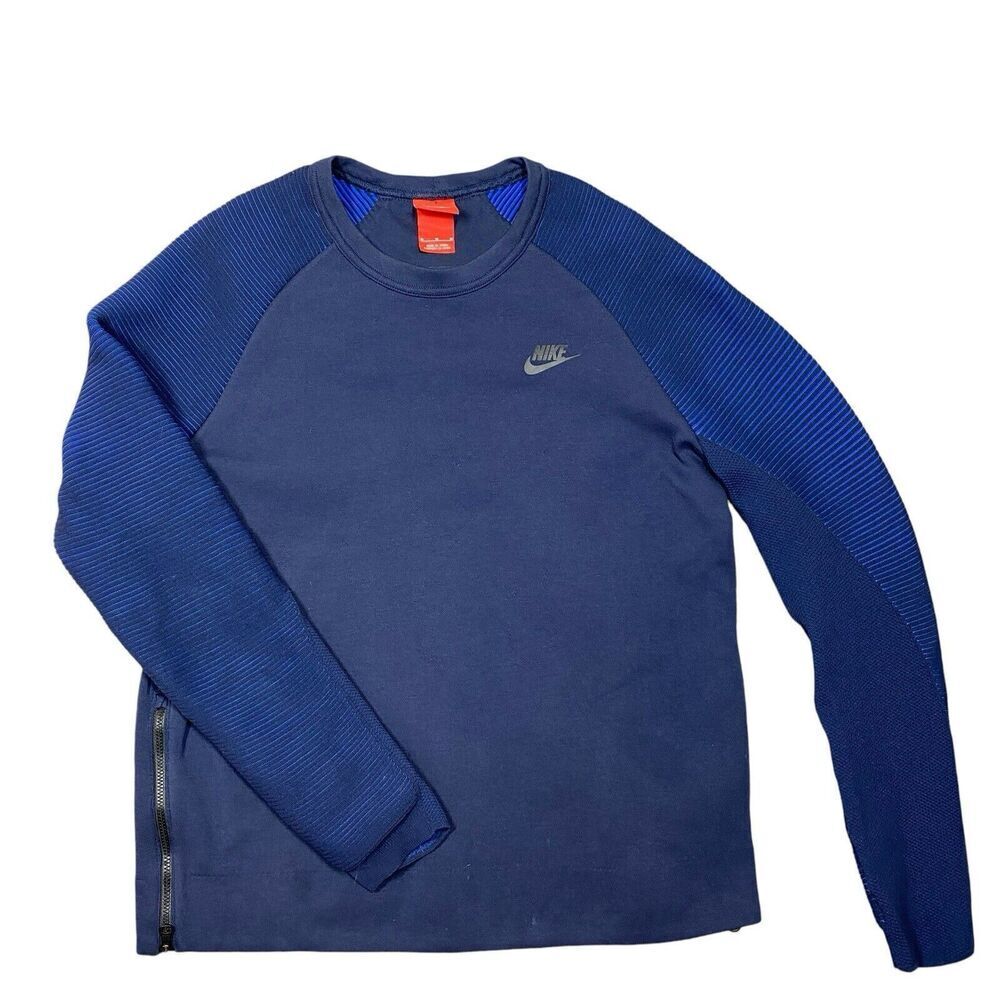 NIKE SPORTSWEAR TECH FLEECE CREW SHIRT NAVY / Blue 809537-451 Unisex Medium